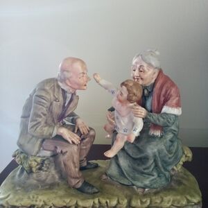 Charming Vintage Family Figurine in Earth Tones
